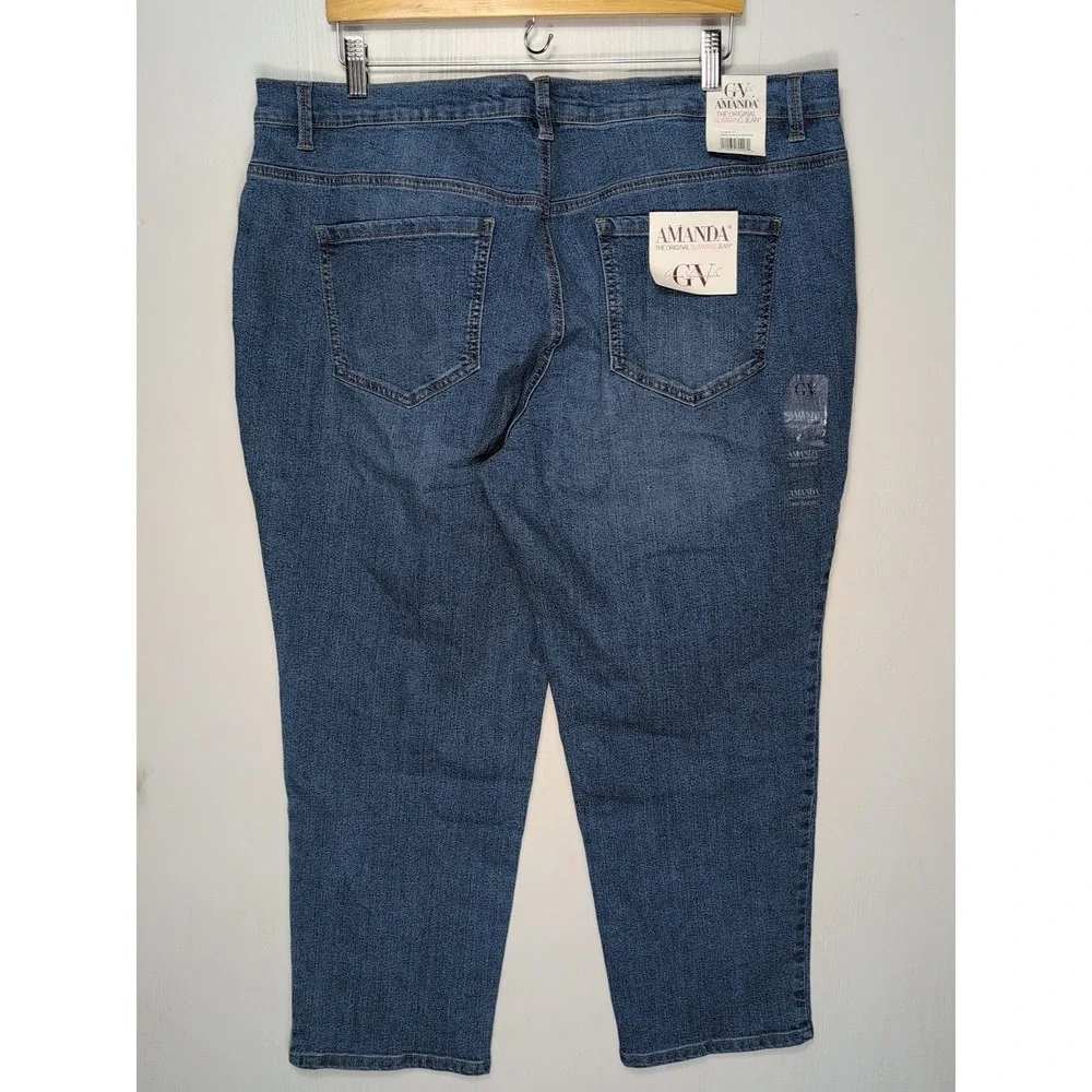 Gloria Vanderbilt Amanda Slimming Tapered Leg Jeans Blue 18W Short NWT - Picture 2 of 13
